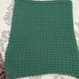 Crochet afghan throw blanket sofa throw boho cottage core granny core in greenB1